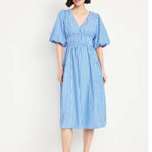 Old Navy | NWT Waist-Defined Puff-Sleeve Midi Dress